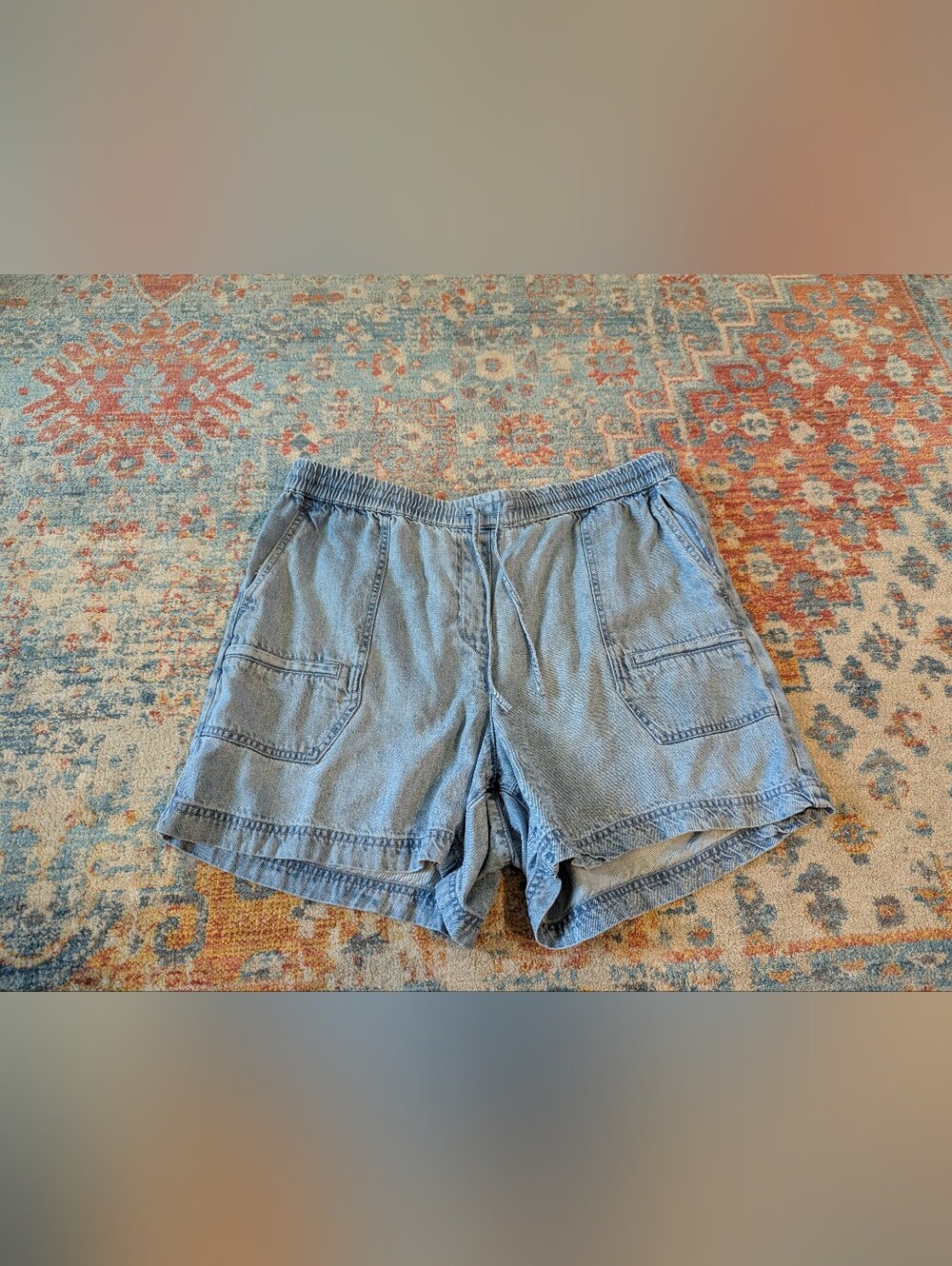 Talbots Wmns XL Petite Tencel Light Blue Chambray Elastic Waist Pockets Pull On